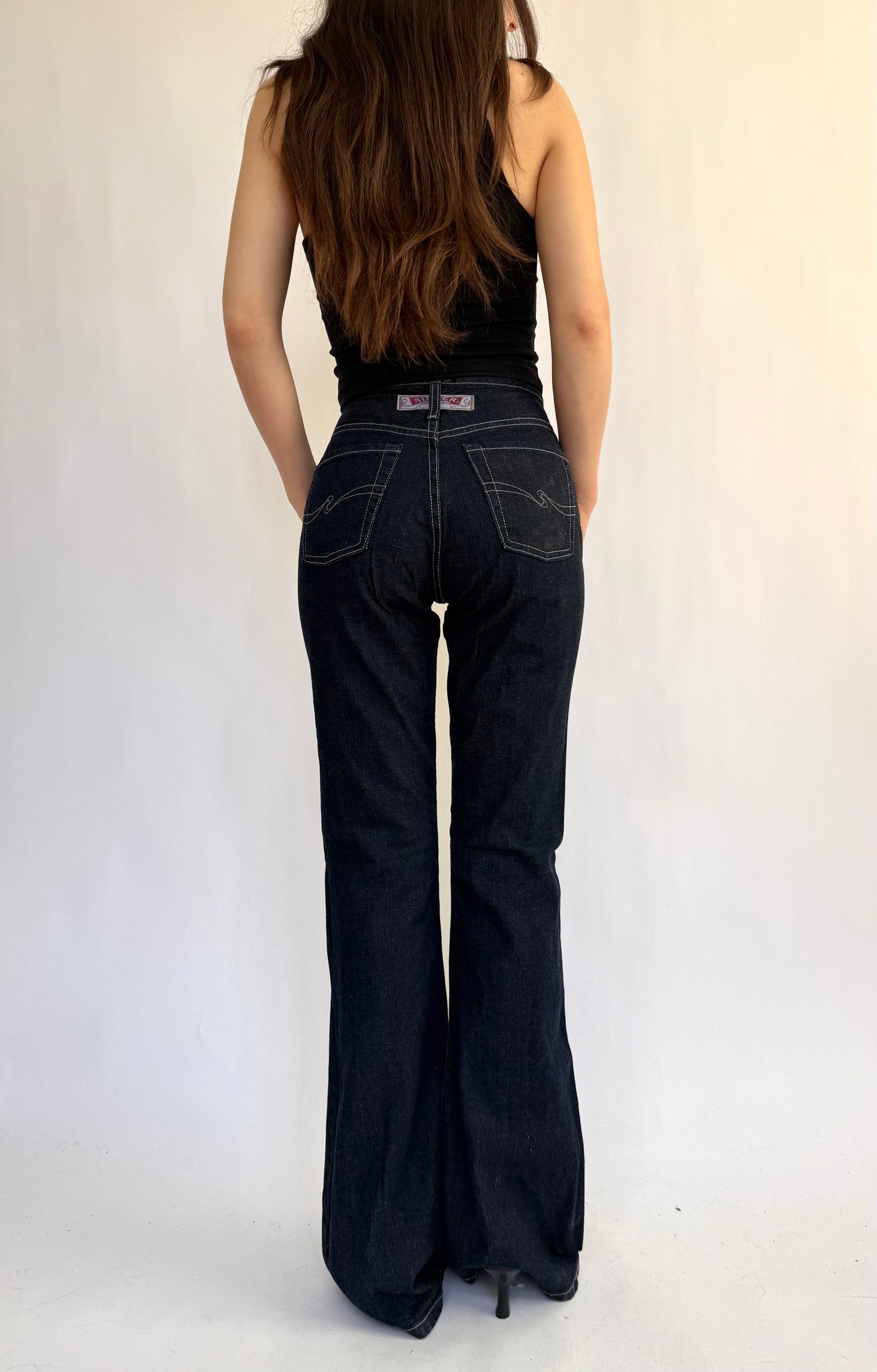 Y2K DEADSTOCK high rise flared leg dark denim jeans by SILVER JEANS