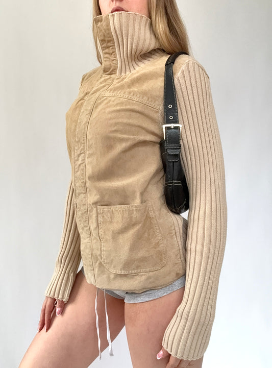 Y2K/2000s tan suede jacket