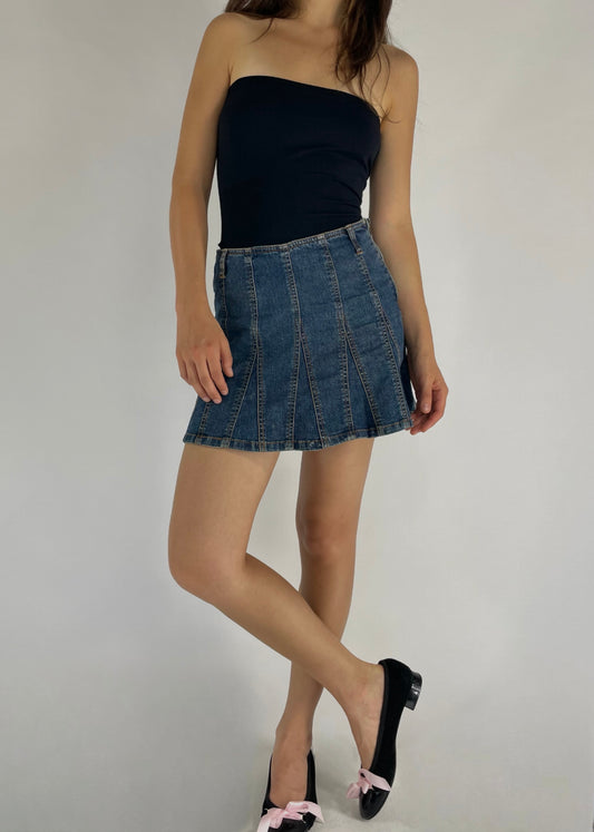 Y2K pleated denim skirt