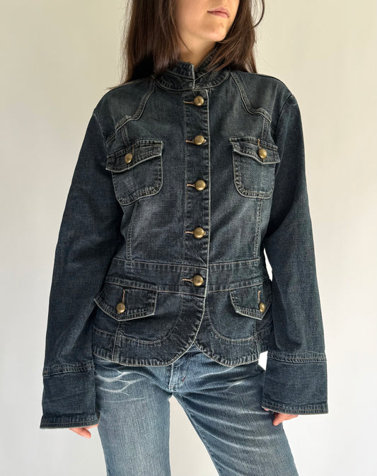 Y2k button up denim jacket