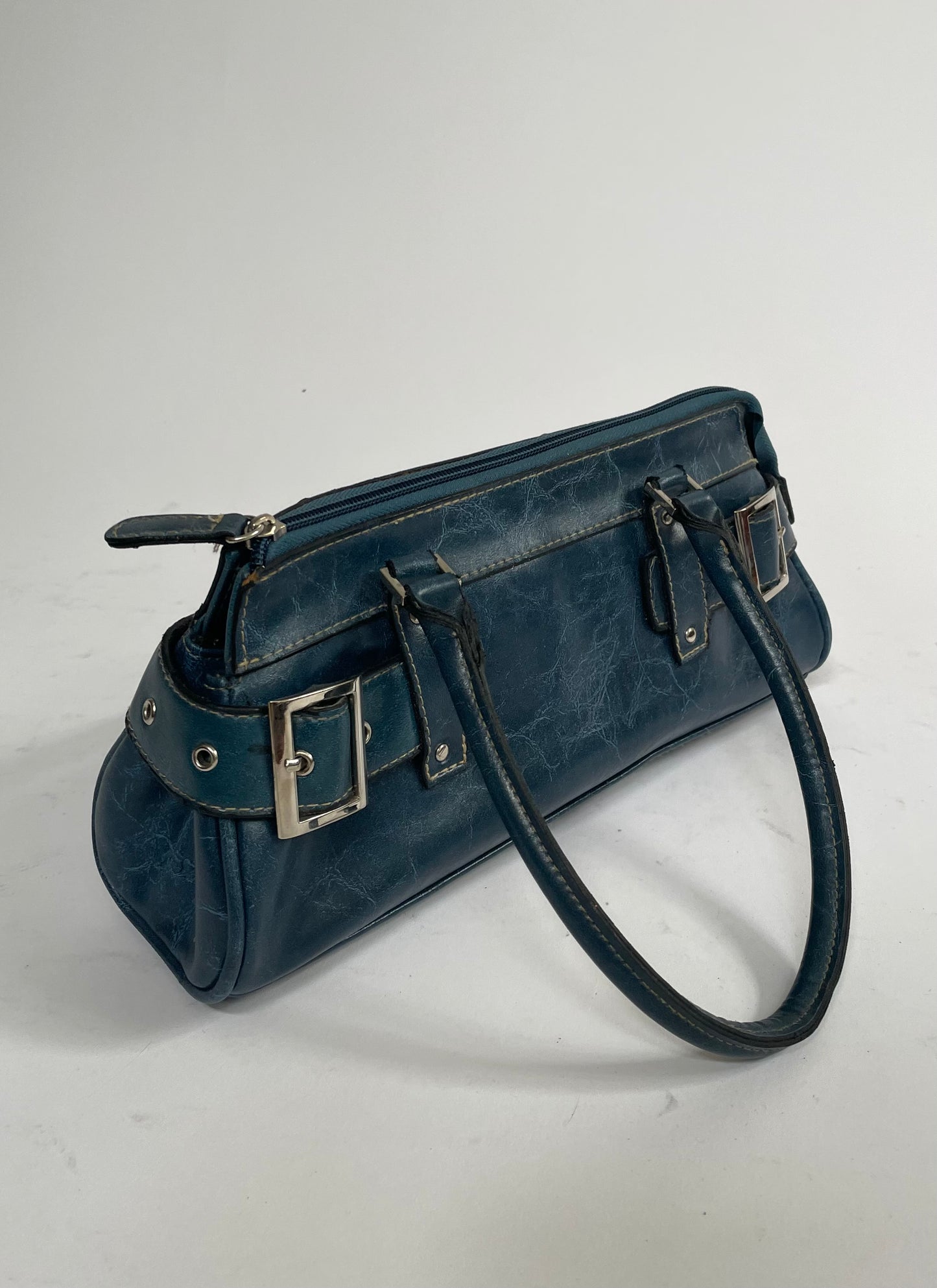 Y2K faux leather buckle detailed purse