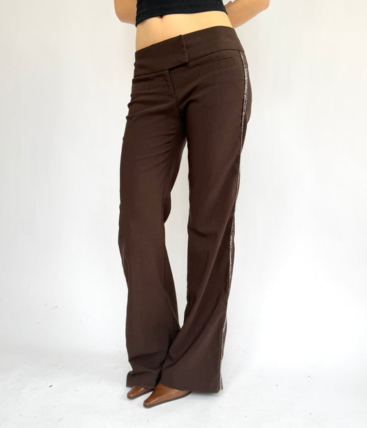 Y2K brow low-rise flare pants with silver detailing by orginals 725