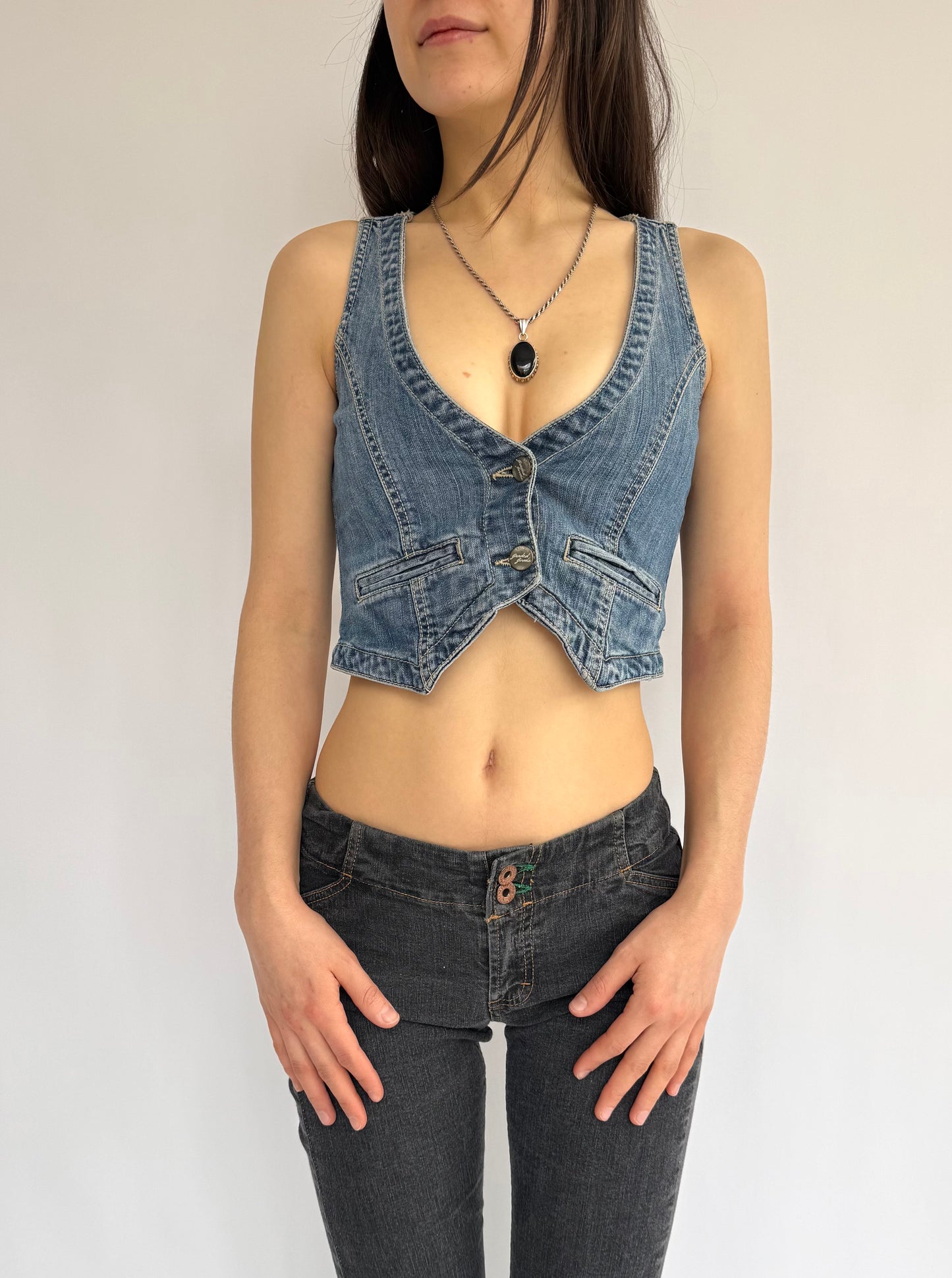 Y2k mini denim vest