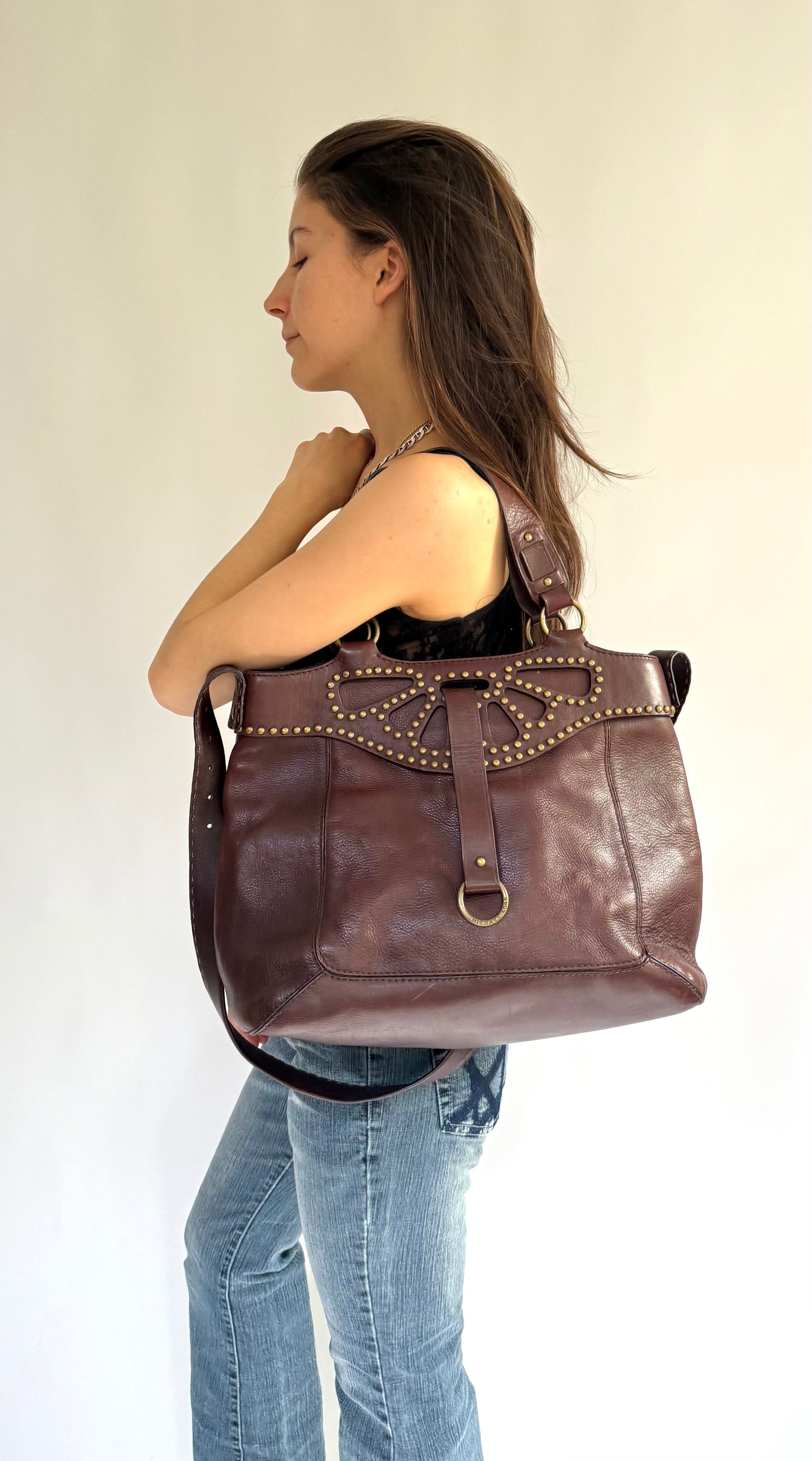 Vintage Y2K leather Micheal Kors studded bag