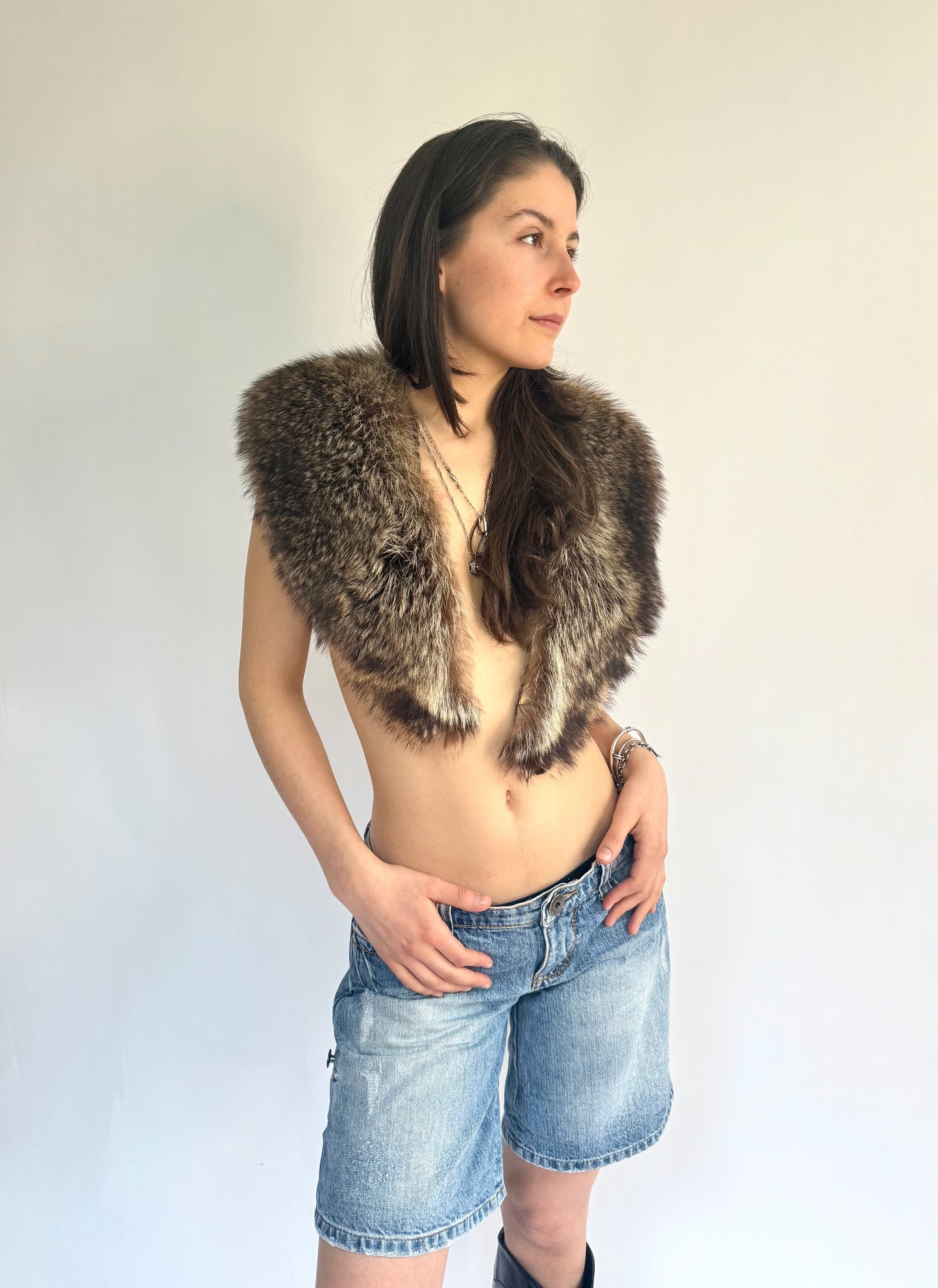 Vintage 90s genuine fur shoulder wrap