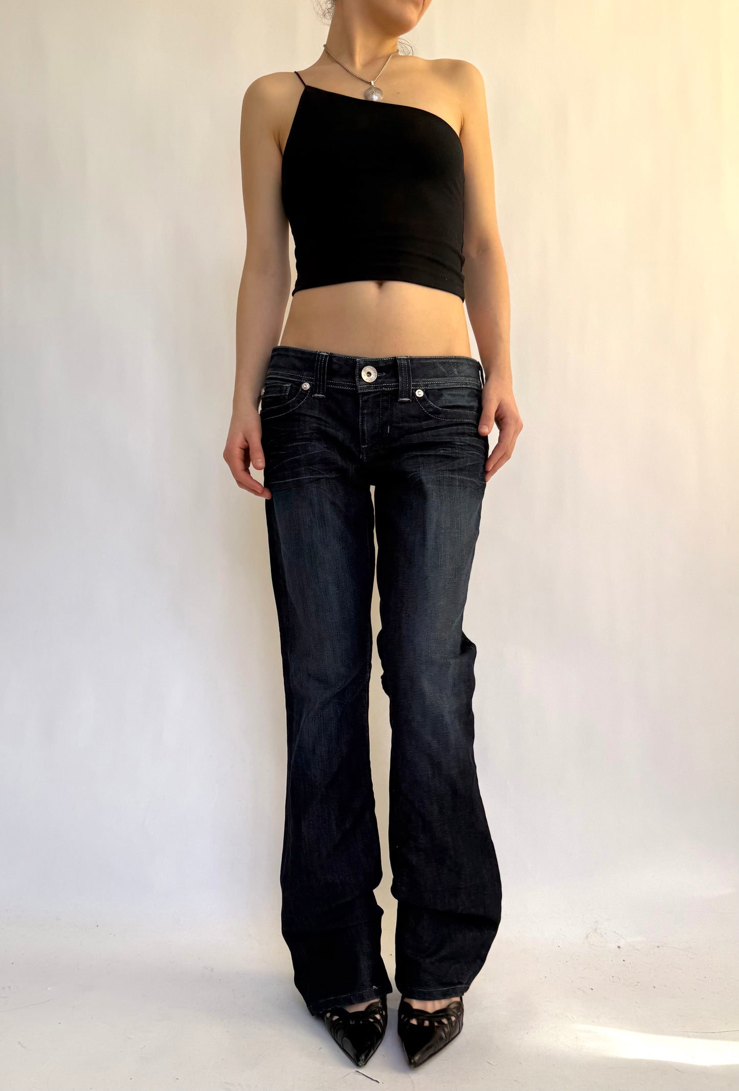 Y2K/2000s extra low rise flared jeans by GUESS