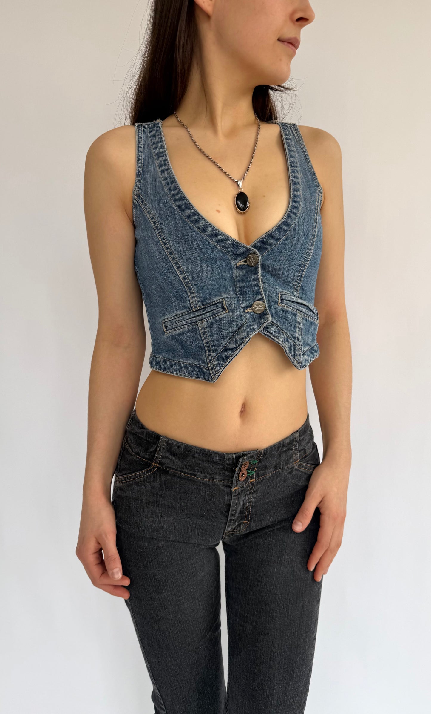 Y2k mini denim vest