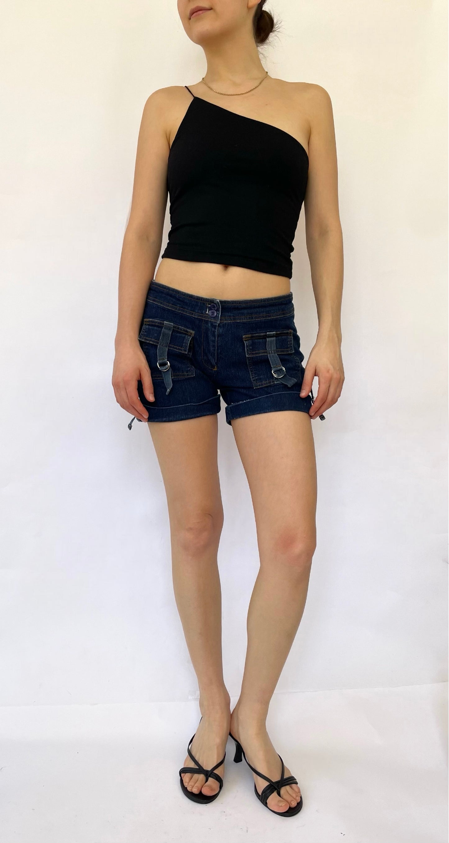Y2K low rise stretchy denim shorts by SEXSO