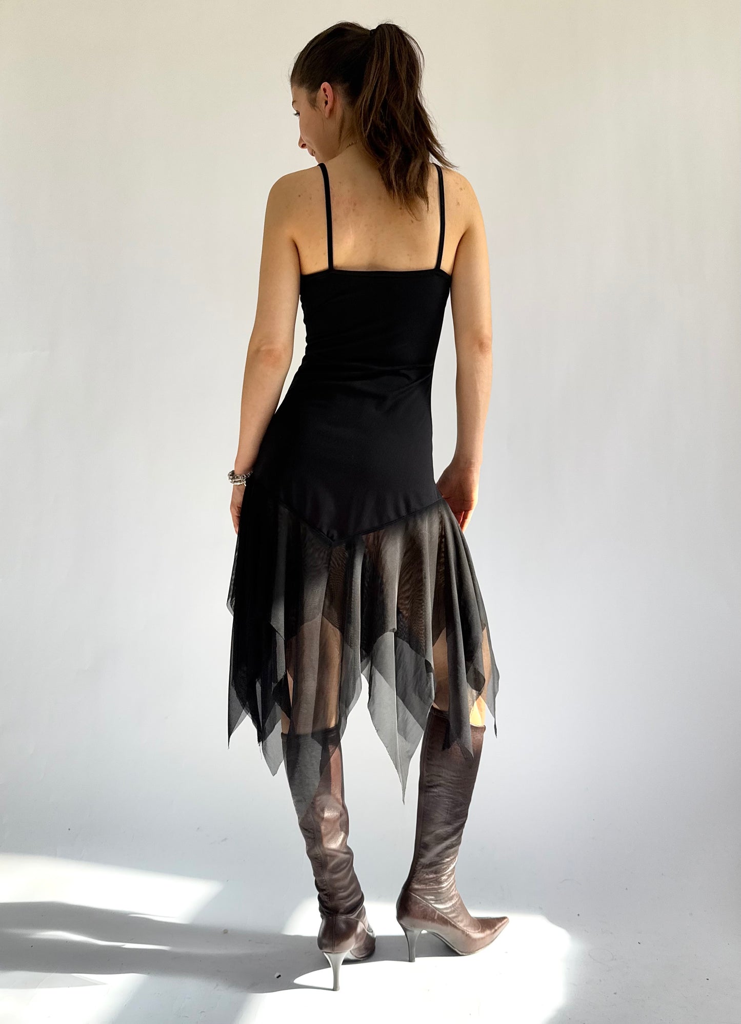 Y2K fairy core dress with mesh asymmetrical hemline