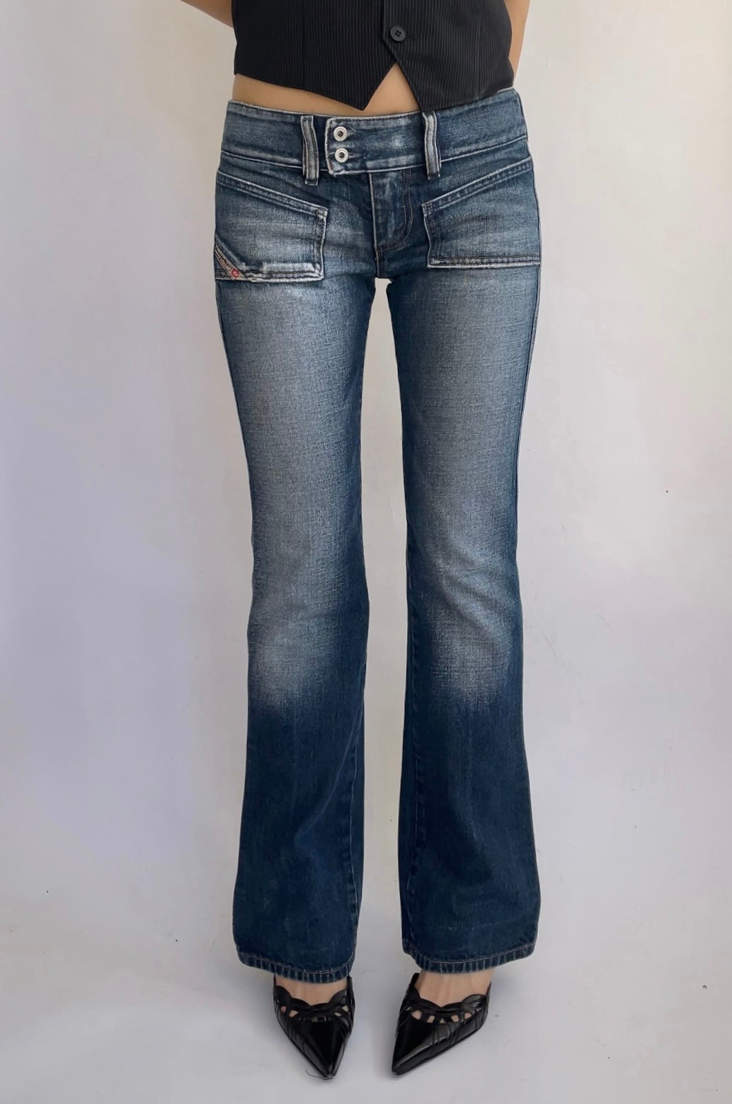 Y2K low rise jeans by DIESEL in dark blue