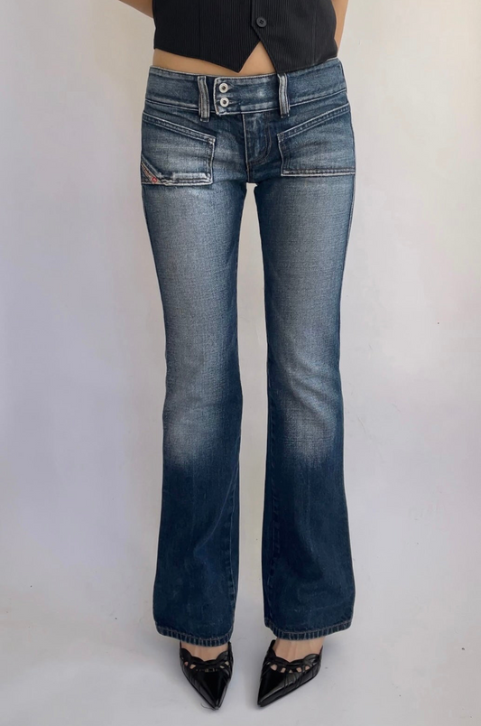 Y2K low rise jeans by DIESEL in dark blue