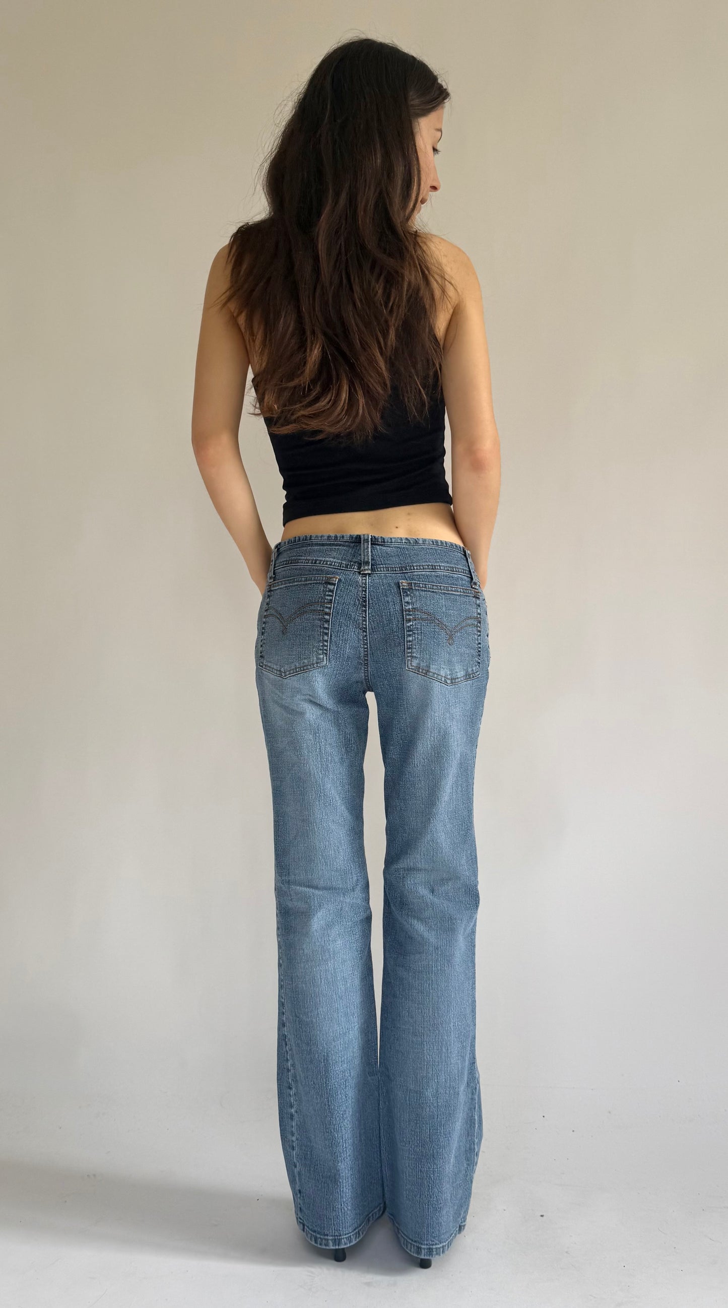 Y2k low rise button up flared jeans