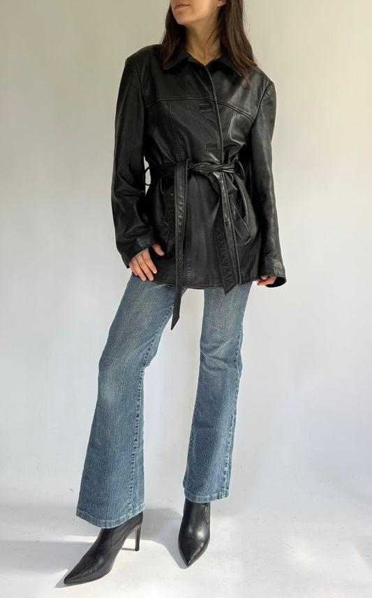 Vintage 90s black leather jacket