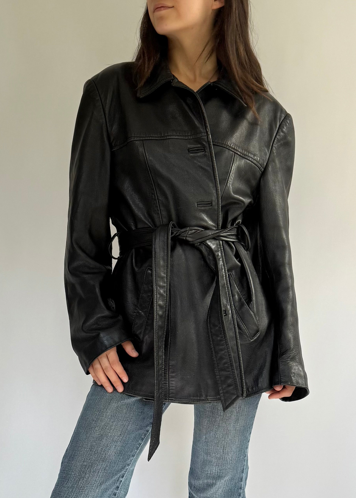 Vintage 90s black leather jacket