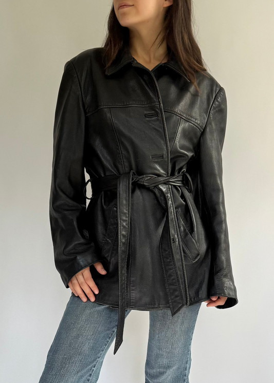 Vintage 90s black leather jacket