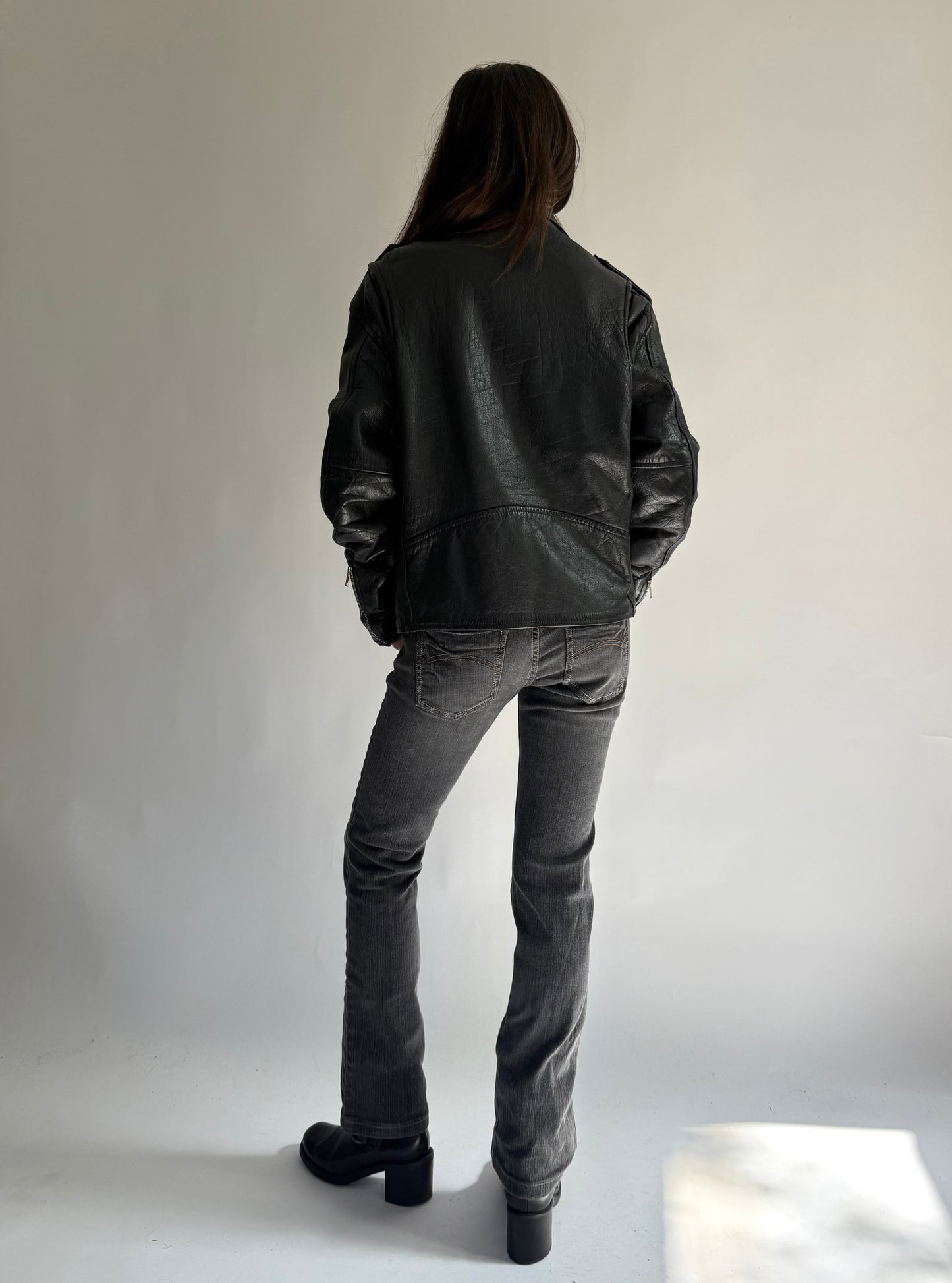 Vintage genuine leather biker jacket