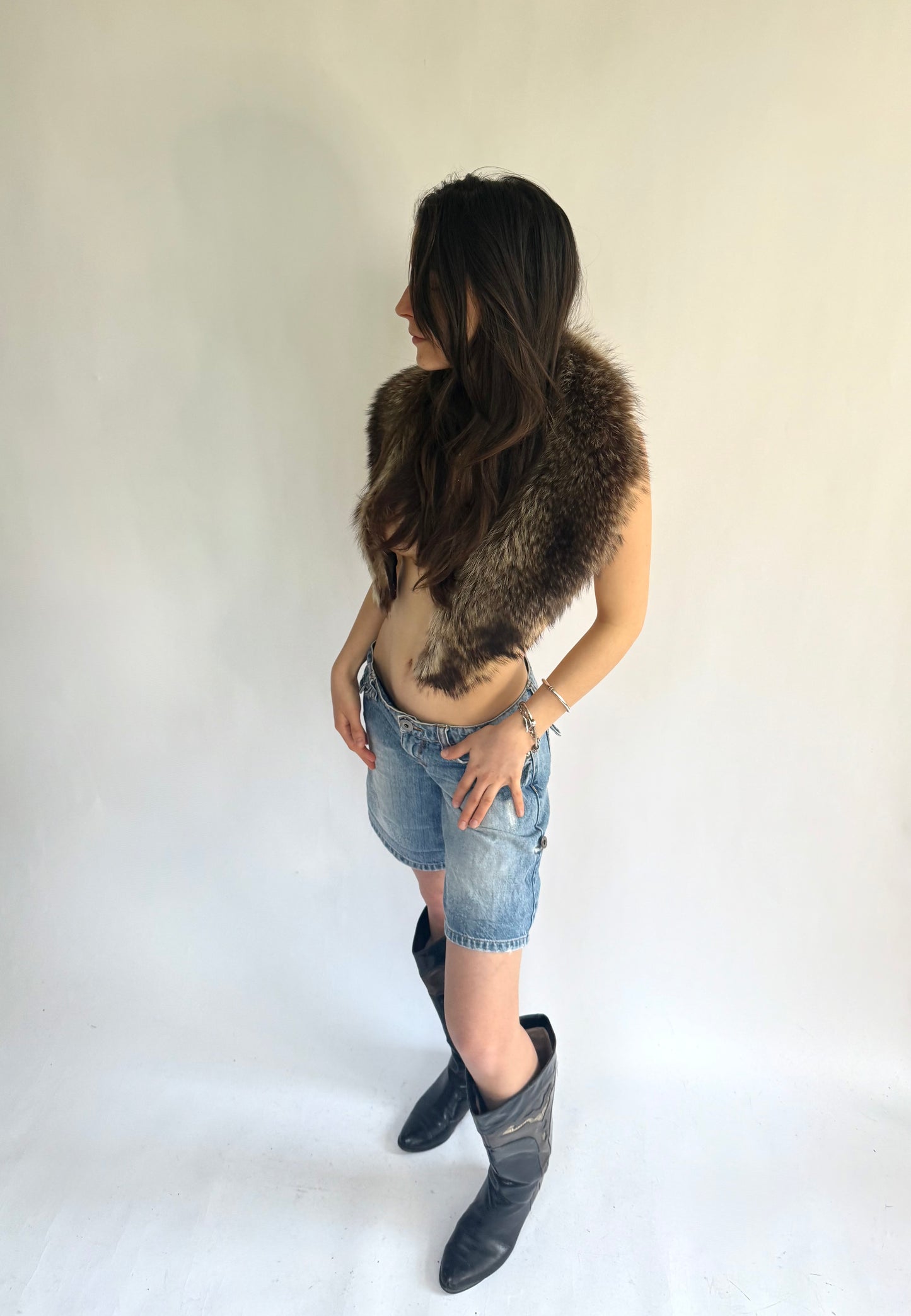 Vintage 90s genuine fur shoulder wrap