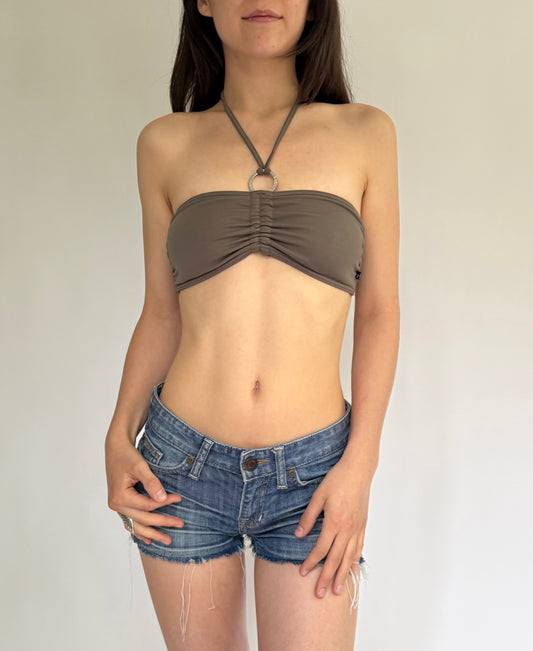 Y2K bandeau with ring bikini top