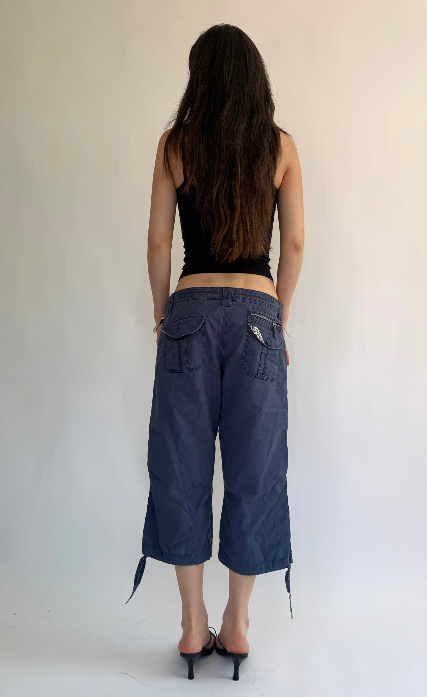 Y2K low rise cotton cargos capris