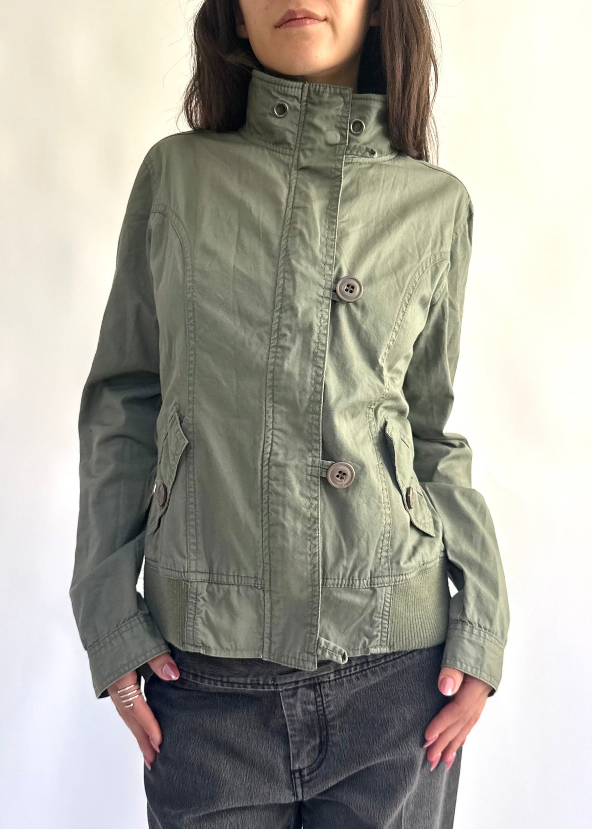 Y2K green cargo type jacket