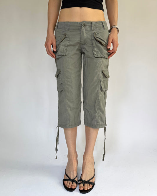 Y2K low rise capris khaki cargos