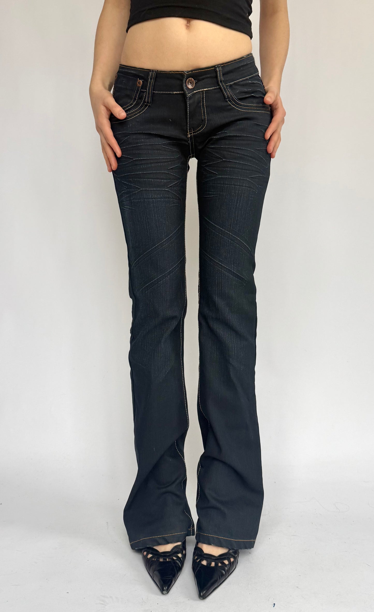 Y2K extra low rise flared jeans