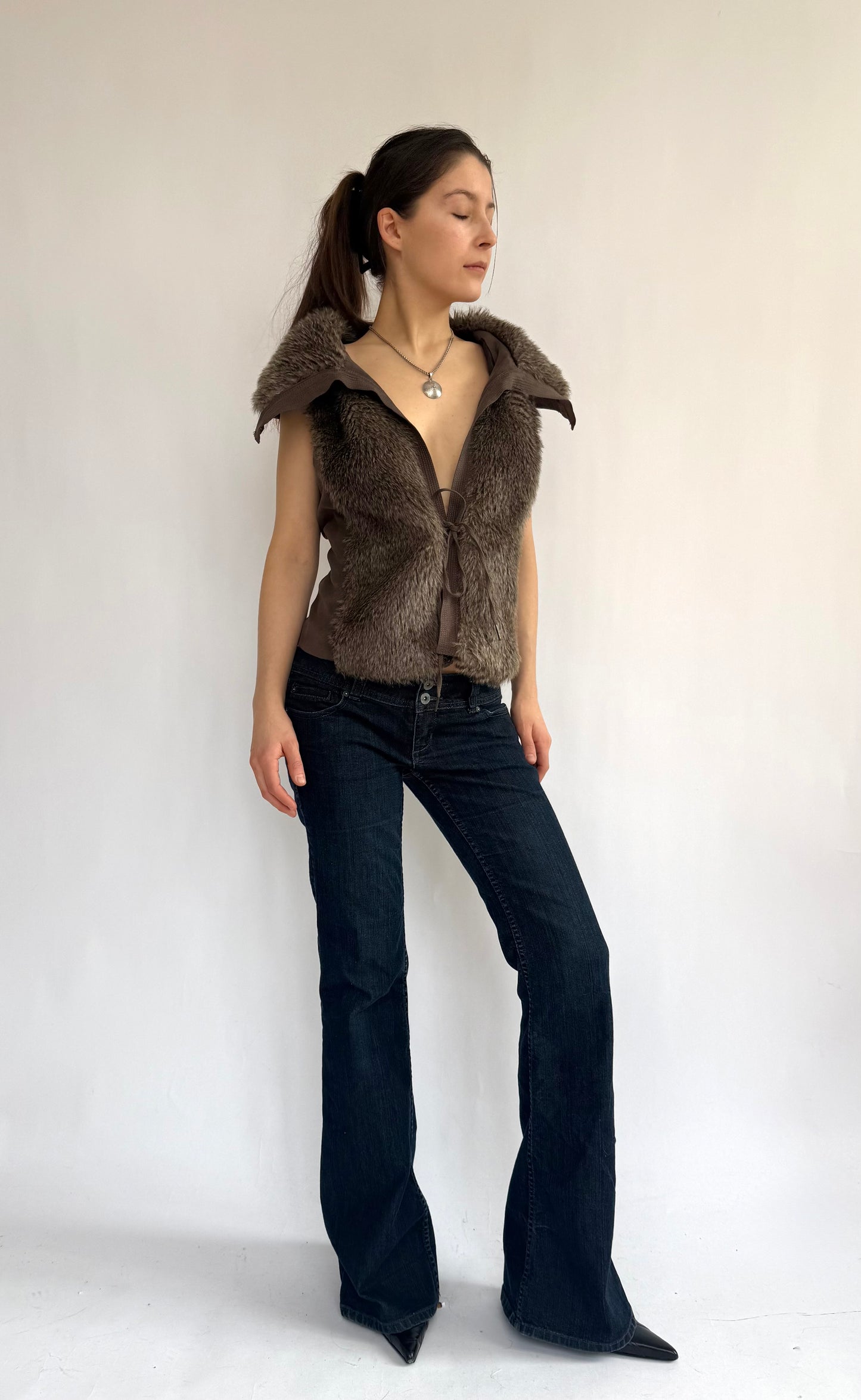Y2K/2000s faux fur and suede jacket