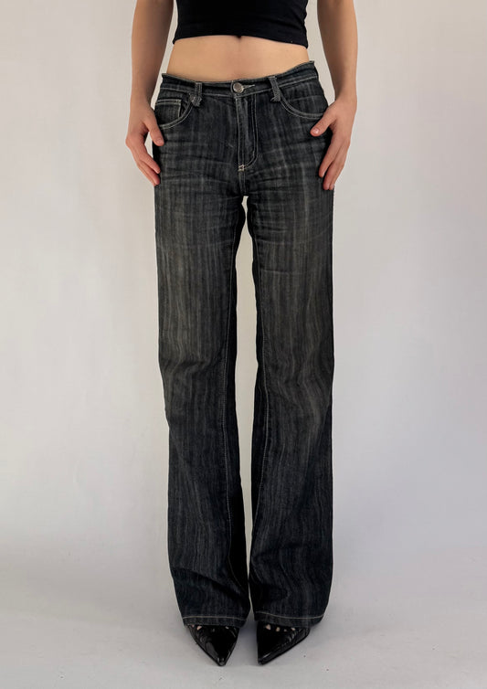Y2K dark wash low rise wide leg jeans by SEXSO