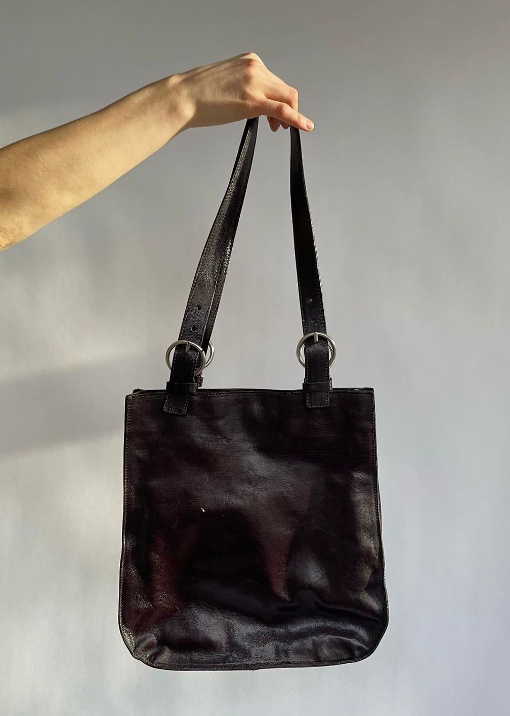 Vintage small leather tote bag