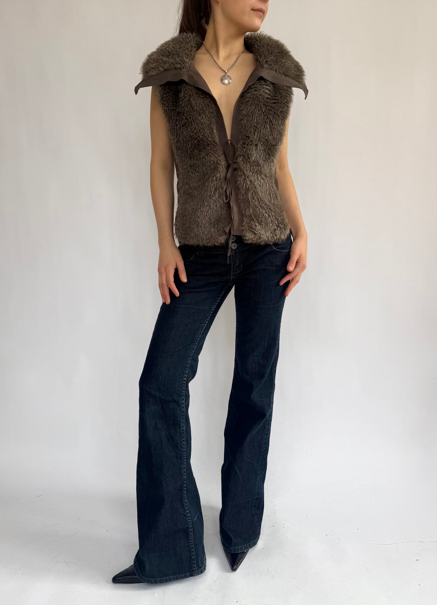 Y2K/2000s faux fur and suede jacket
