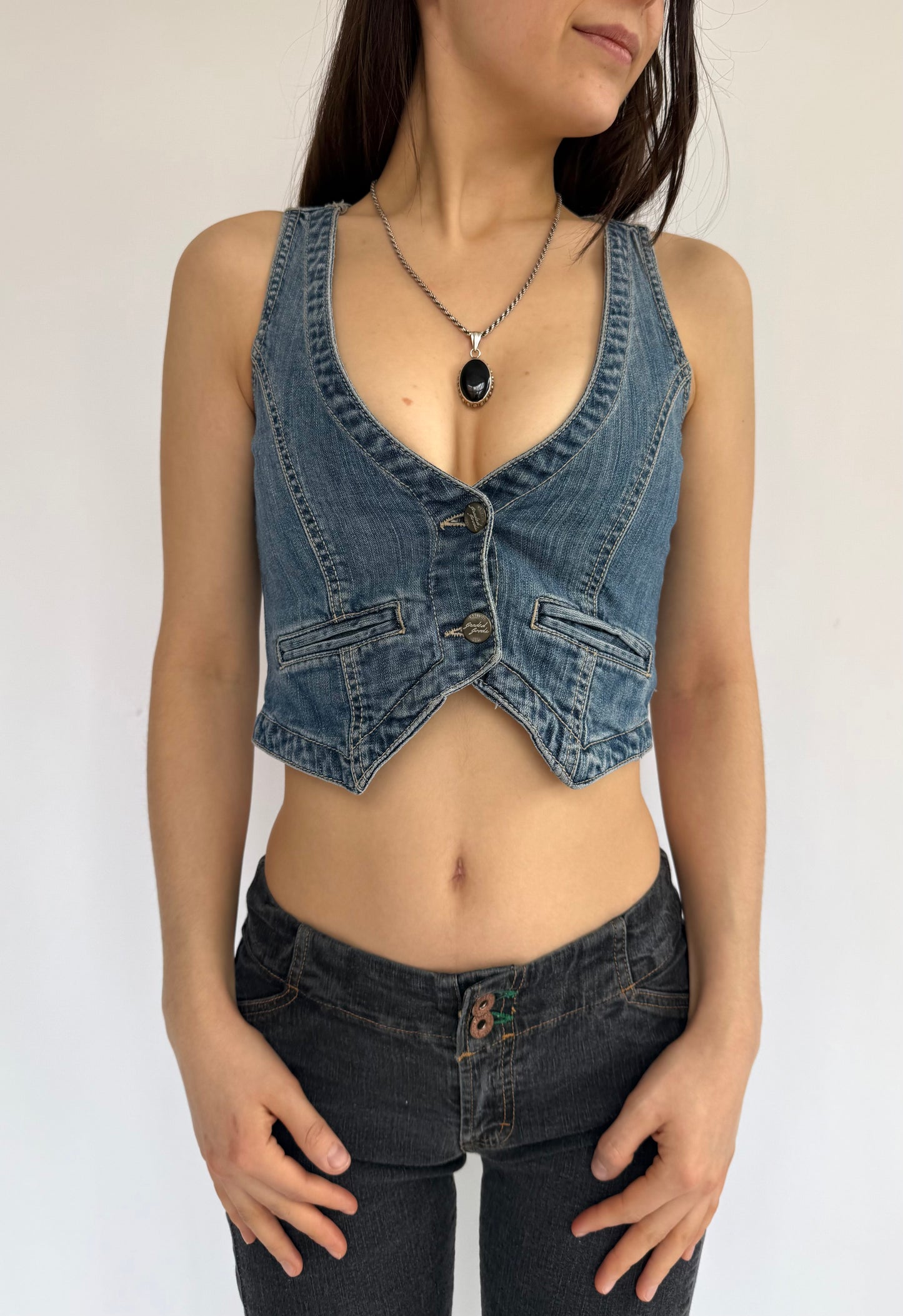 Y2k mini denim vest