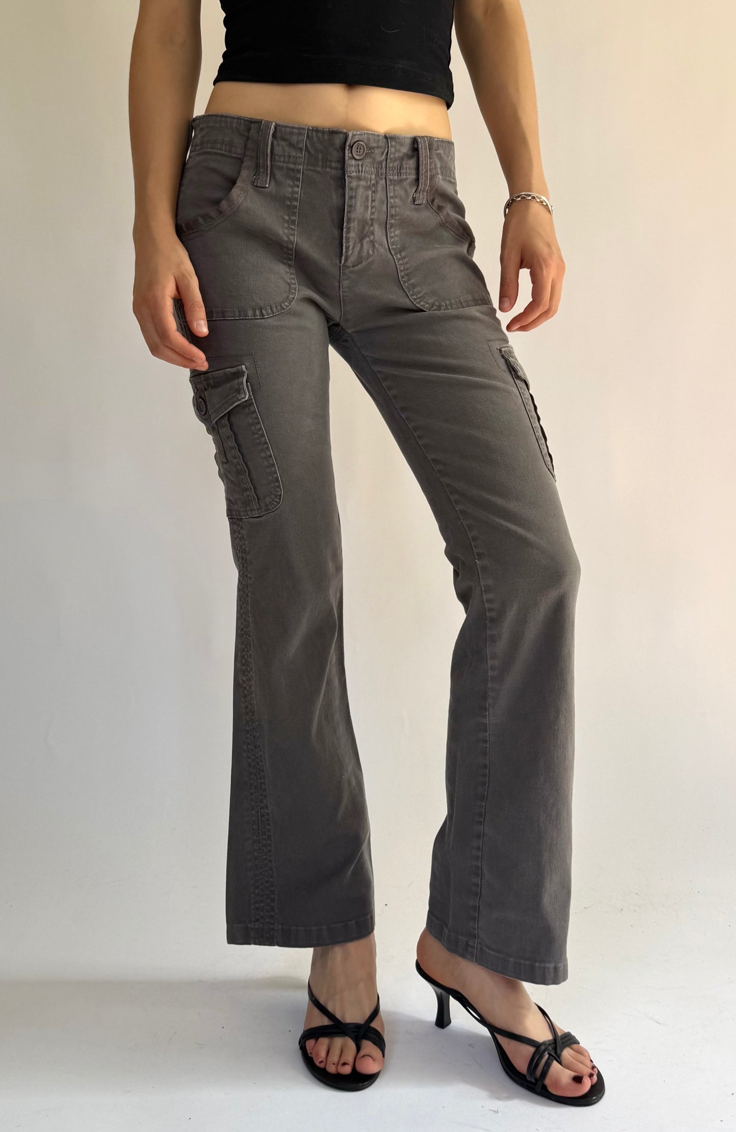 Y2K low rise flared cargos grunge core