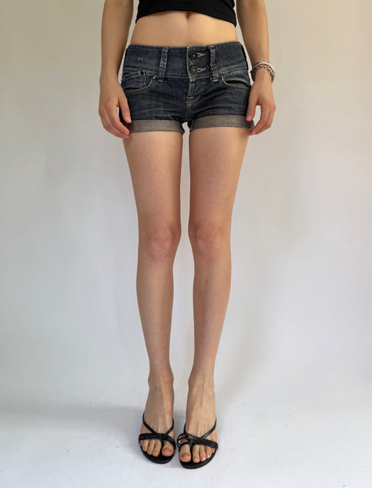 Y2K low rise denim mini shorts