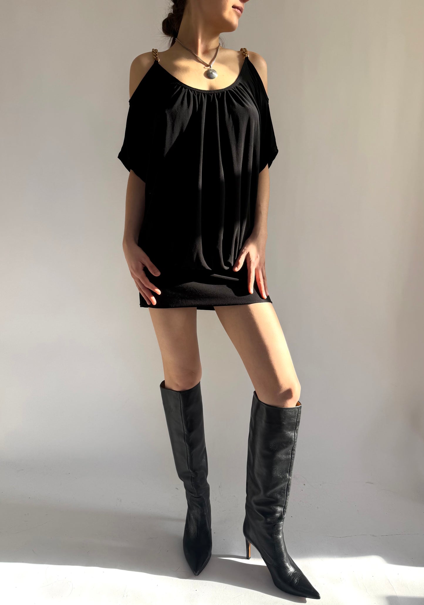 Y2K/2000s mini dress with gold chains detailing