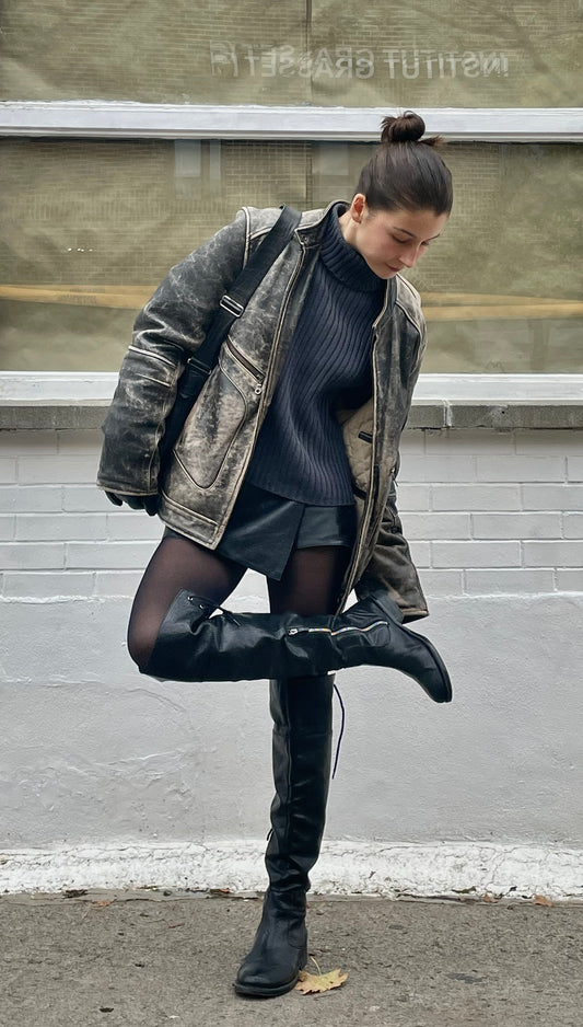 Vintage 90s genuine leather biker jacket
