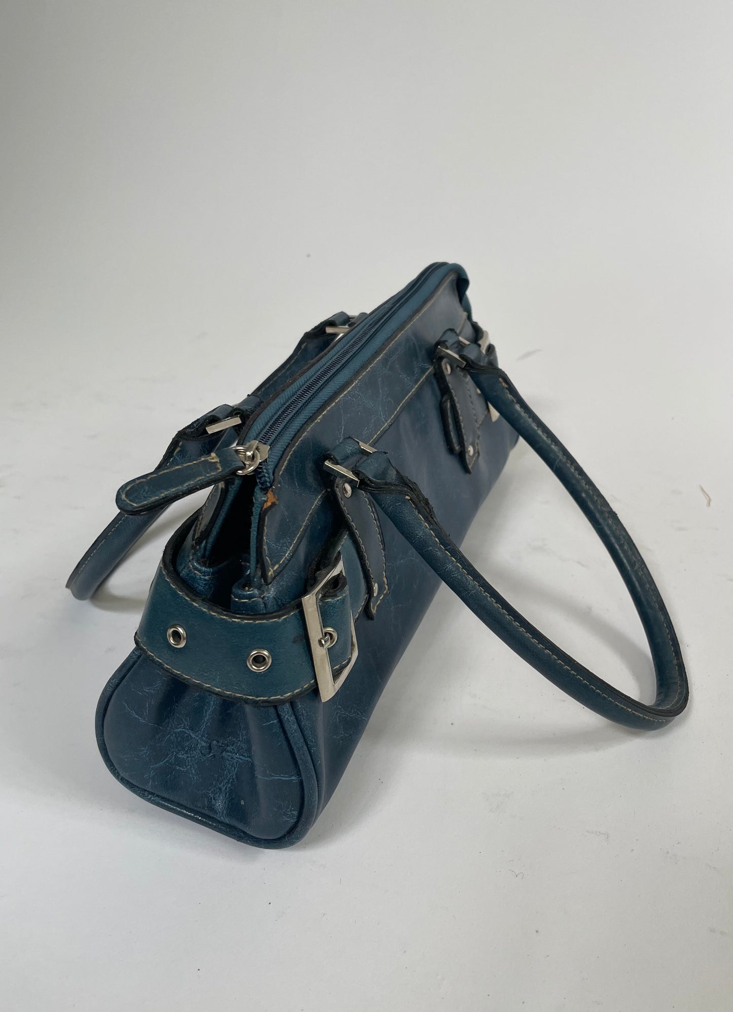 Y2K faux leather buckle detailed purse