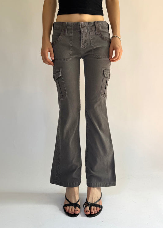 Y2K low rise flared cargos grunge core
