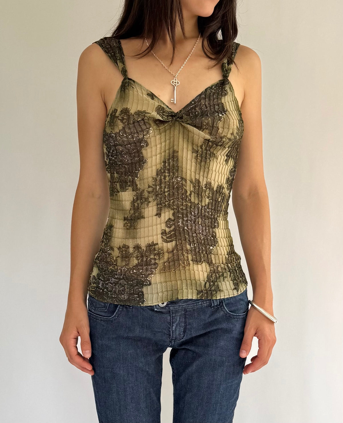 Y2K mesh pleated fairy core top