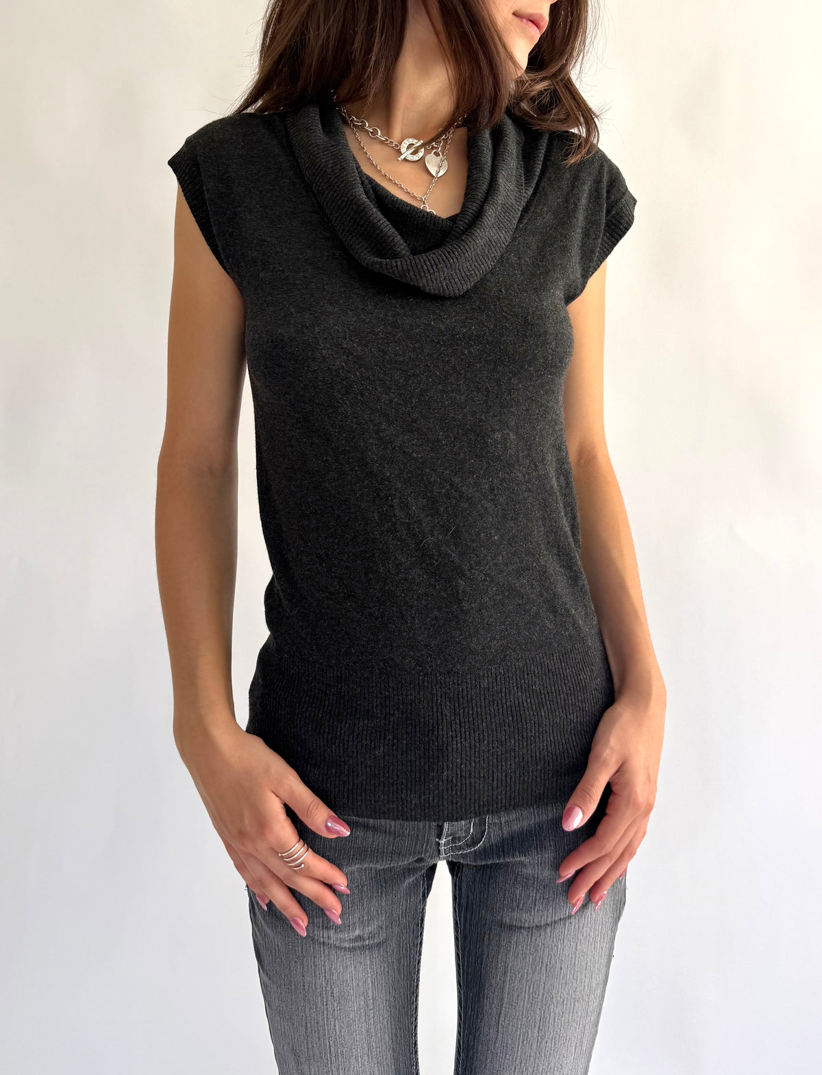 Y2K cowel neck top
