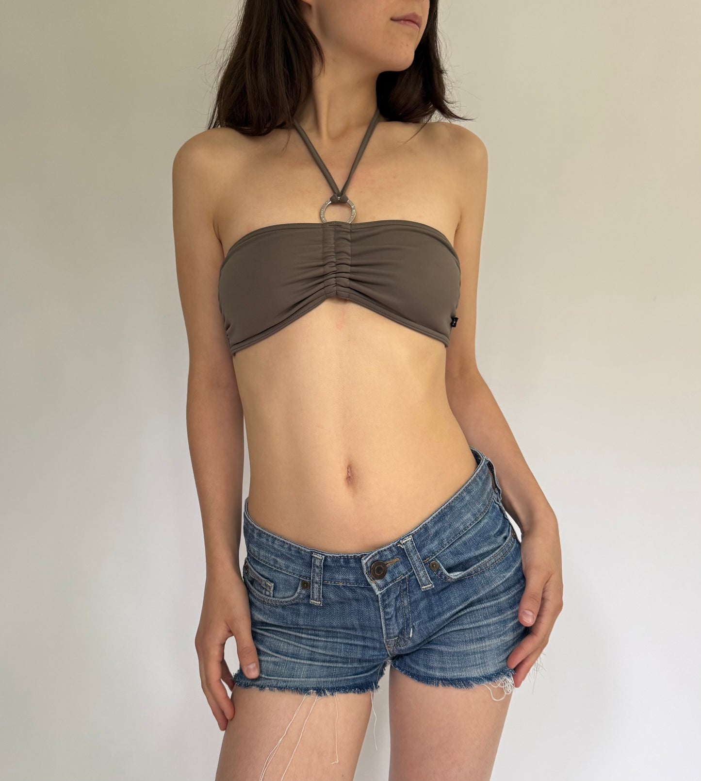 Y2K bandeau with ring bikini top