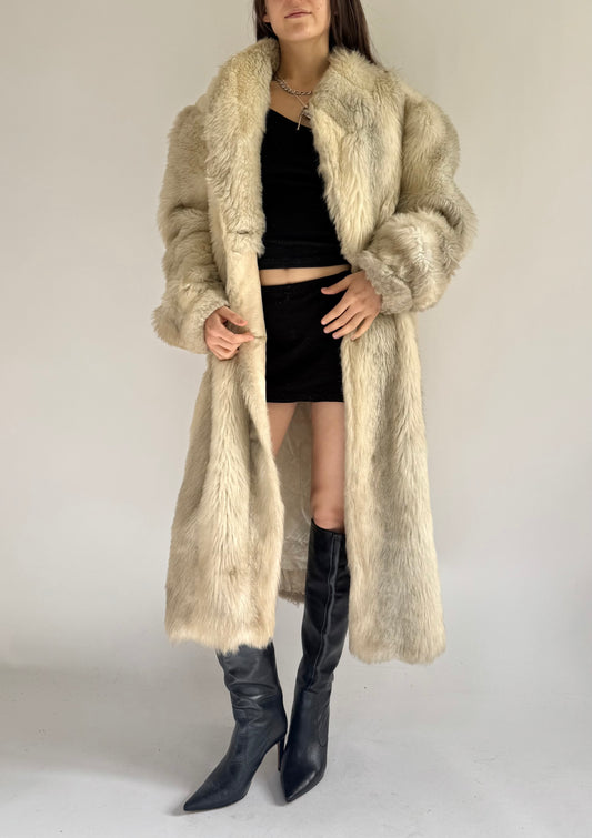 Vintage cream faux fur coat