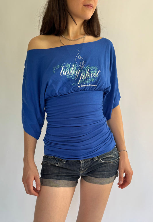 Y2K deadstock BABY PHAT blue off the shoulder top