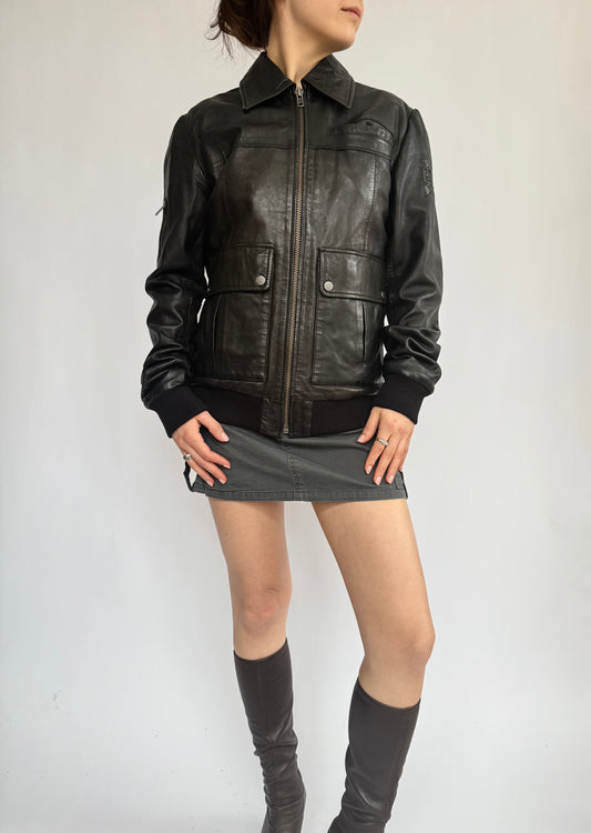 Vintage black leather jacket