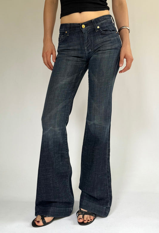 Y2K DEADSTOCK with tags dark wash mid rise flare jeans