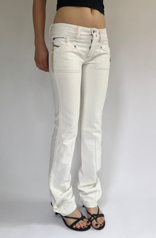 Y2k DEADSTOCK DIESEL with tags low rise white flared jeans