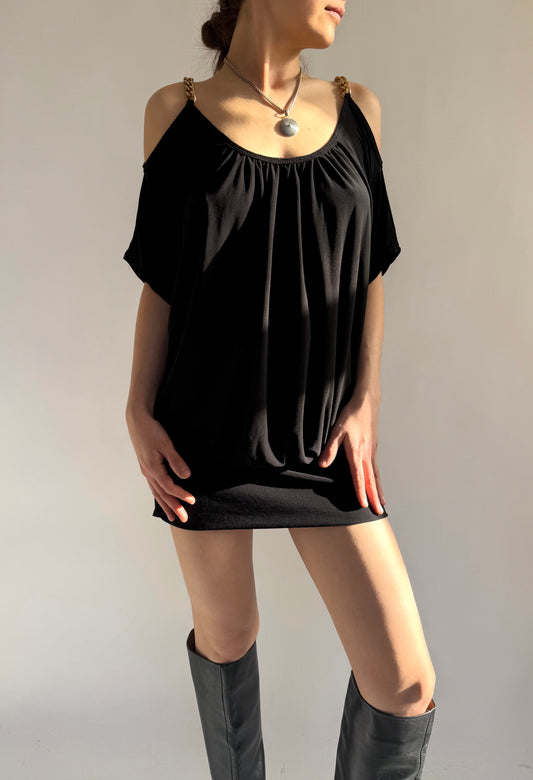 Y2K/2000s mini dress with gold chains detailing