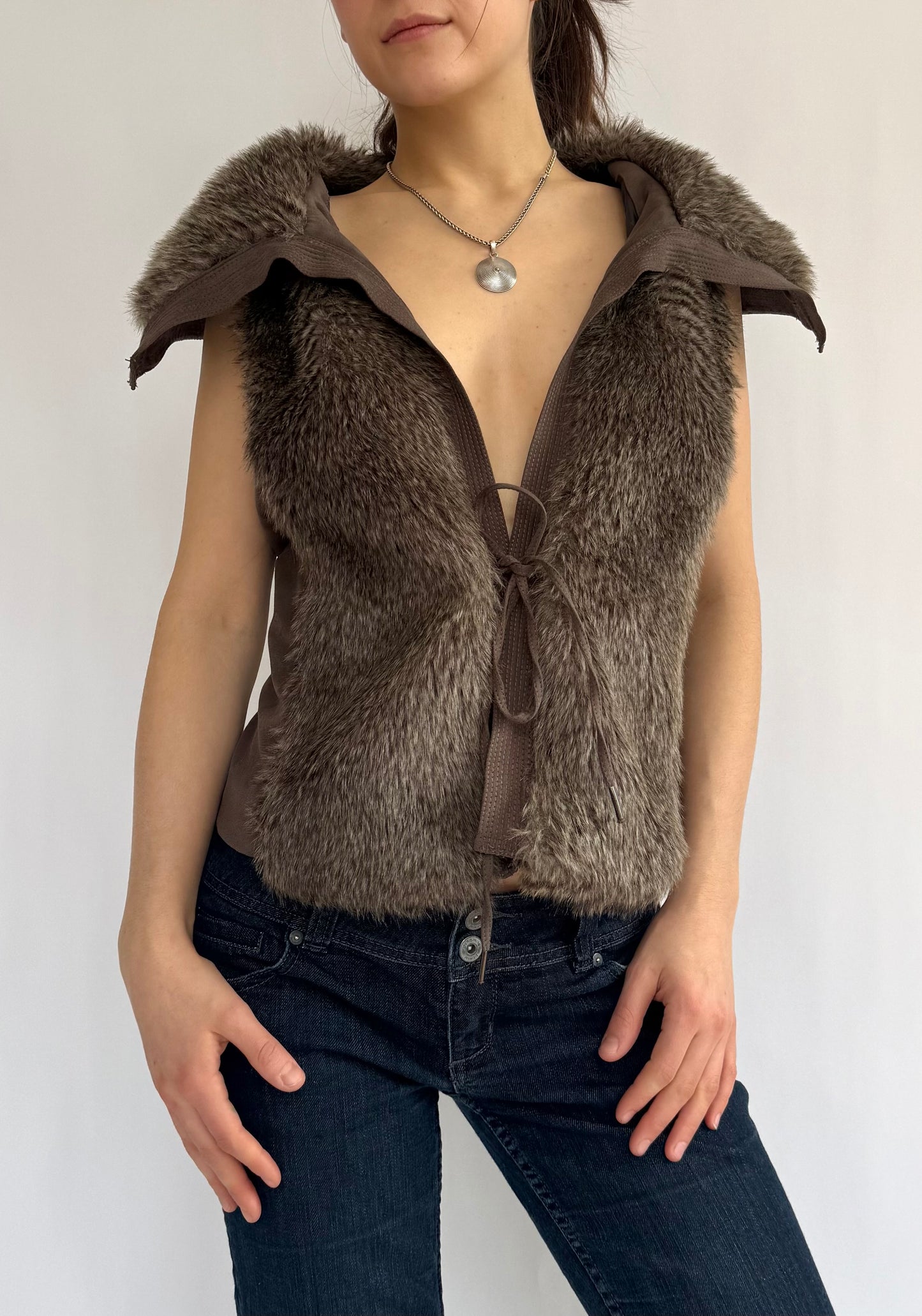 Y2K/2000s faux fur and suede jacket