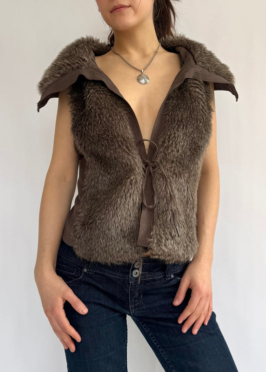 Y2K/2000s faux fur and suede jacket