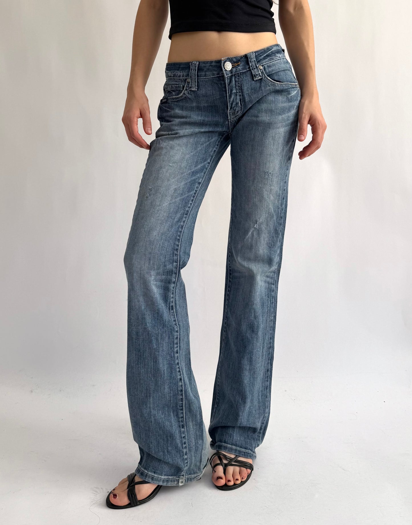 Y2K vintage low rise flared pants with back pocket details grunge core