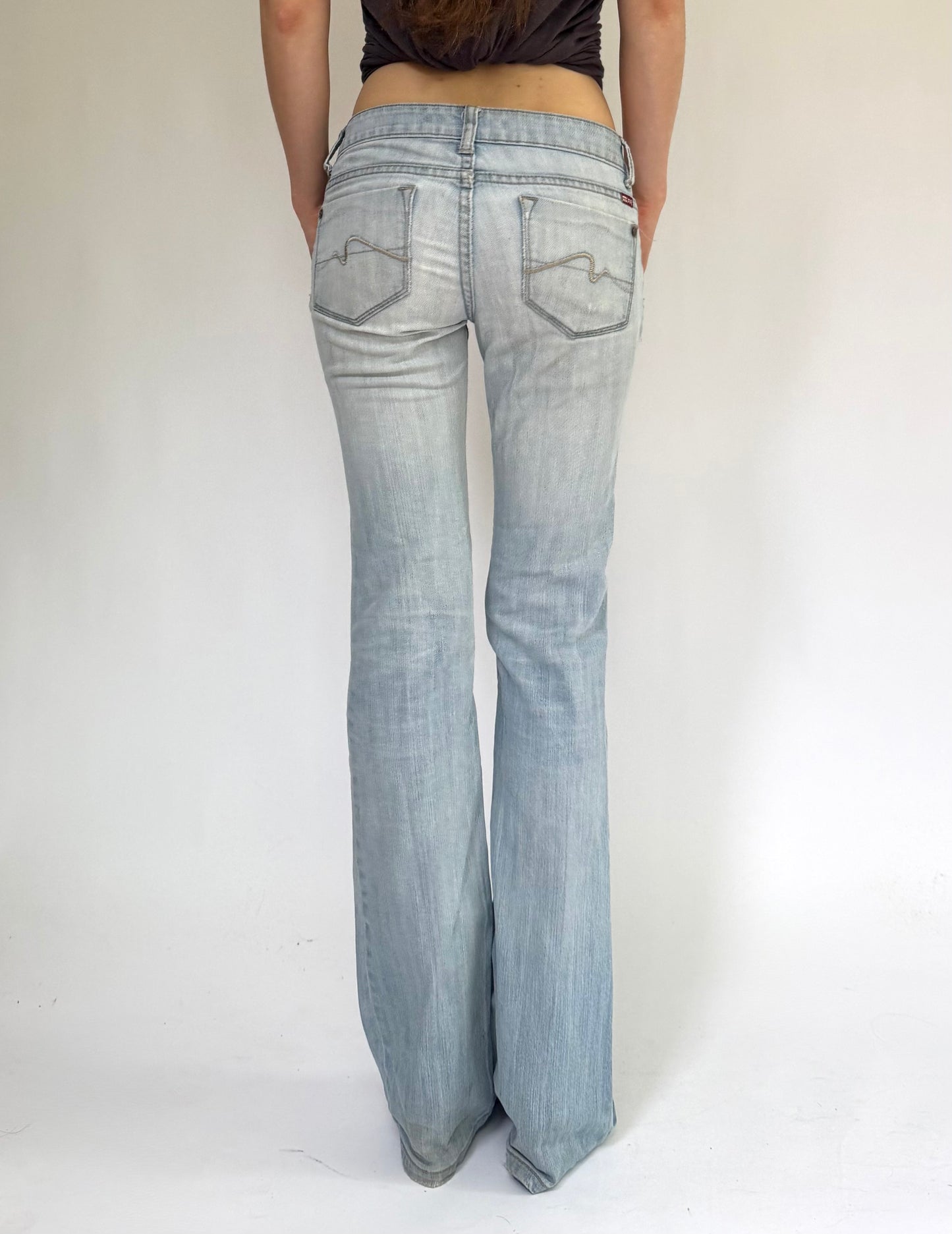 Y2K light wash extra low rise flare jeans